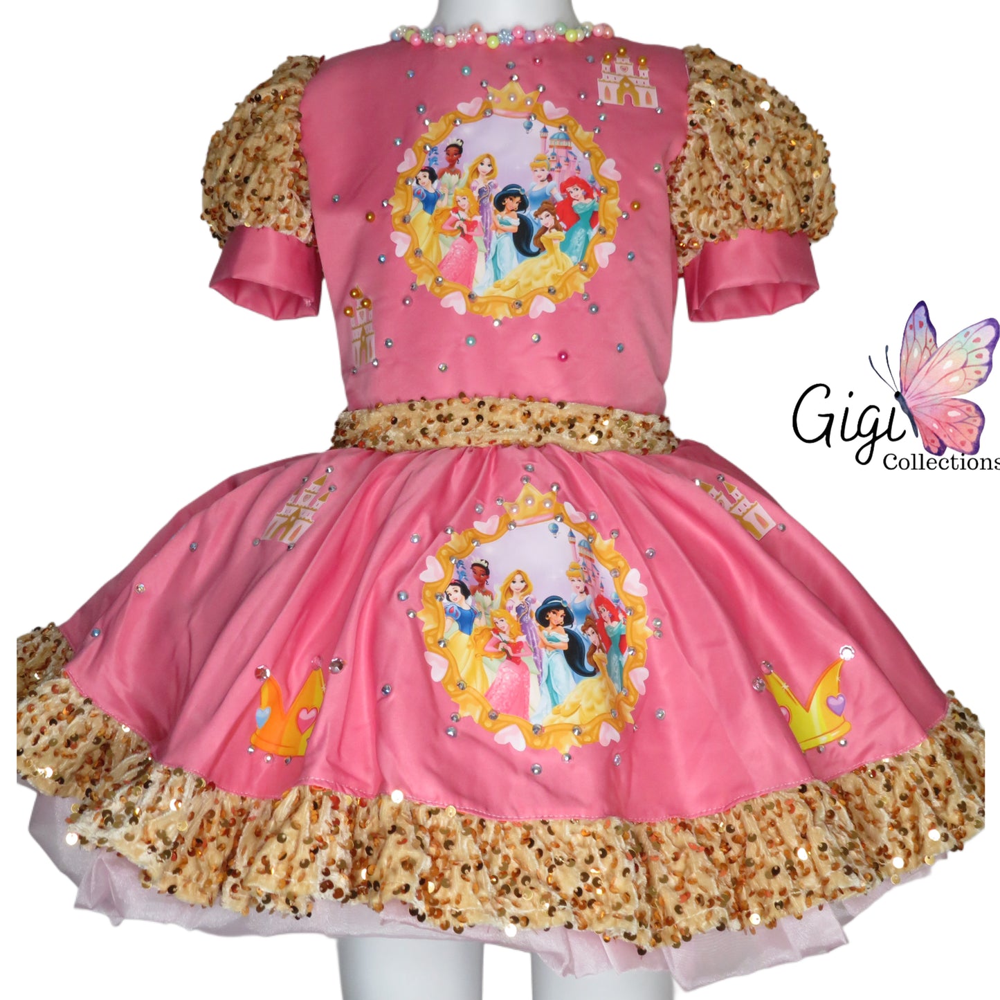 Pink Princess Party Dress – Handmade Tutu Outfit with Sparkle Details