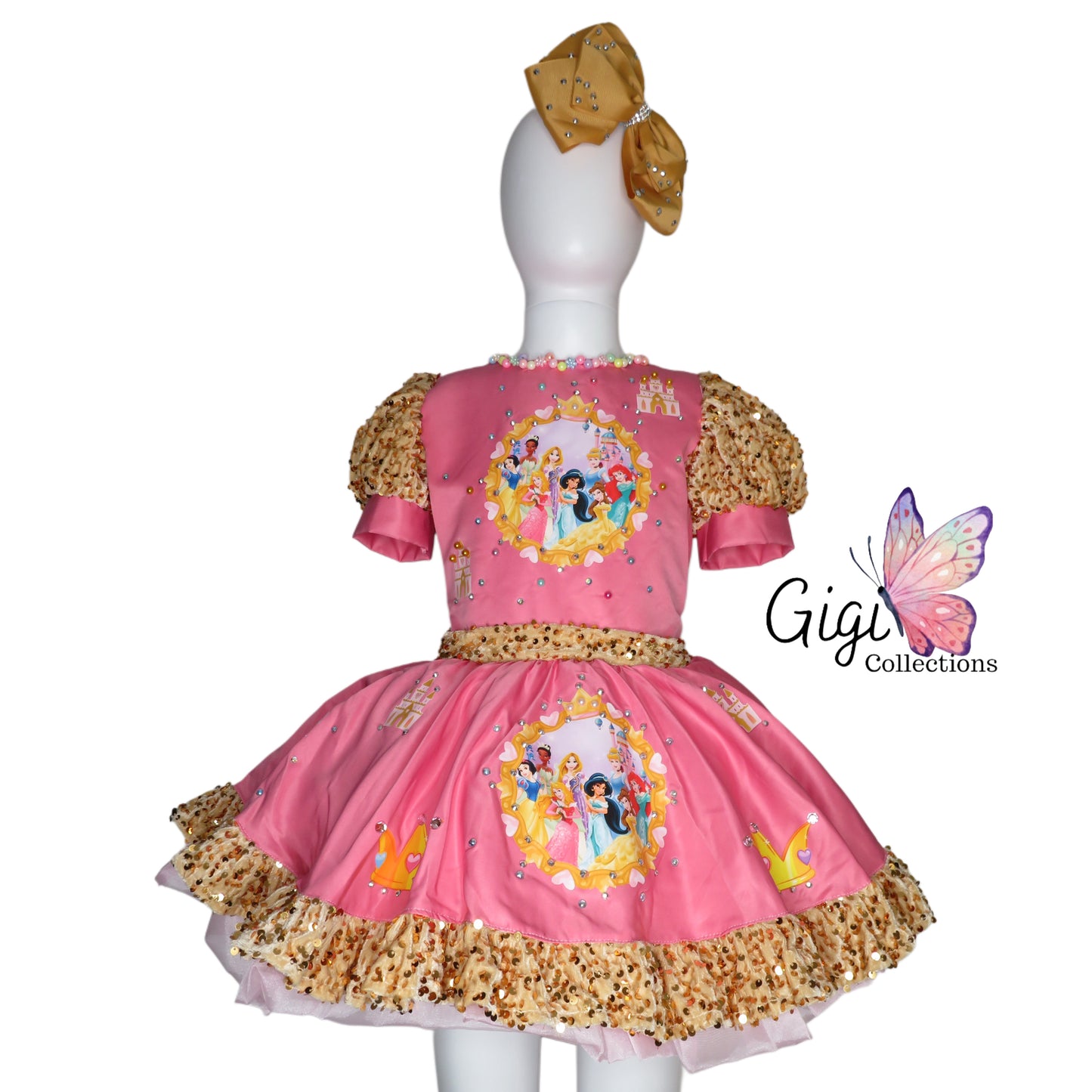 Pink Princess Party Dress – Handmade Tutu Outfit with Sparkle Details