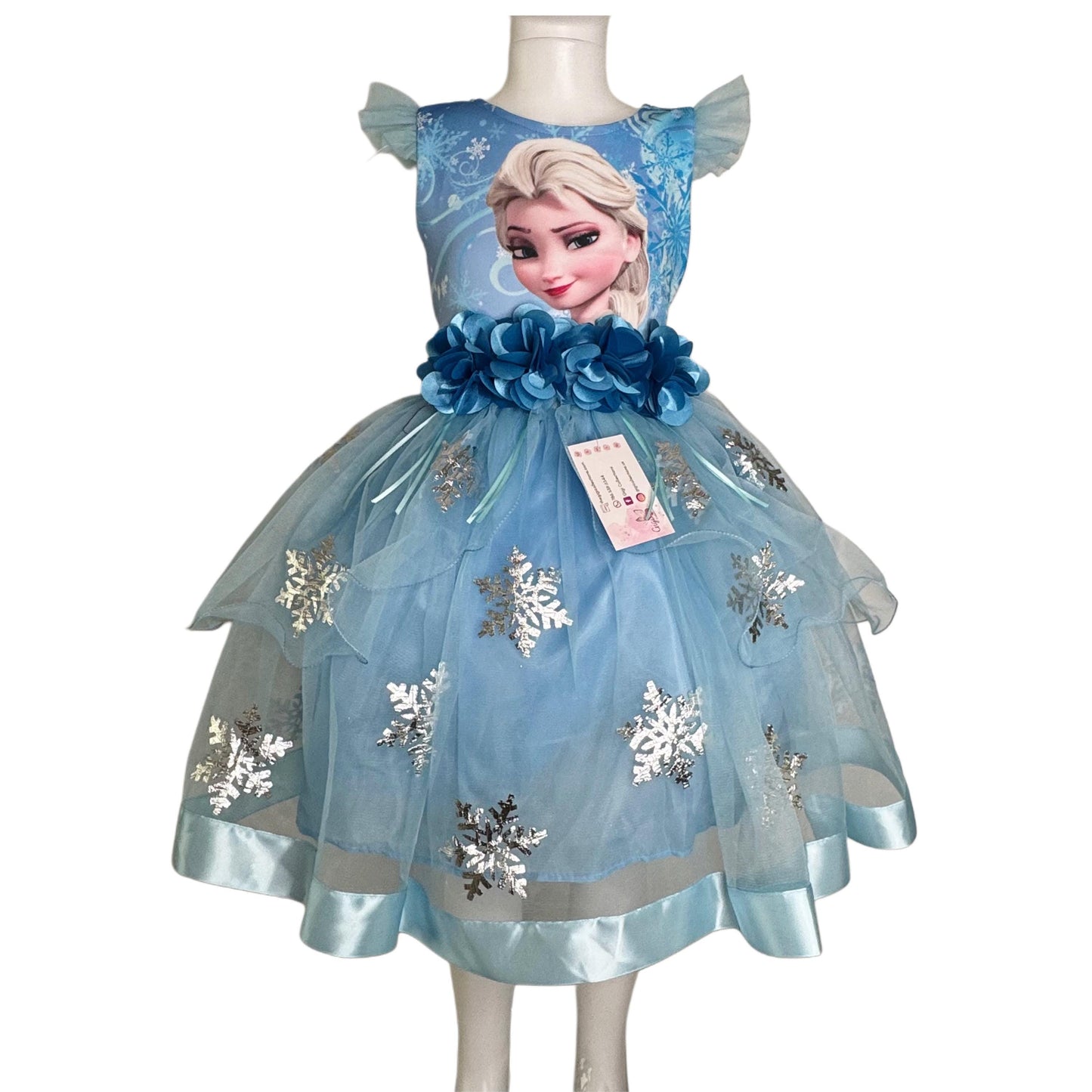 Elsa Frozen Birthday Dress: Princess Party Outfit with Crown