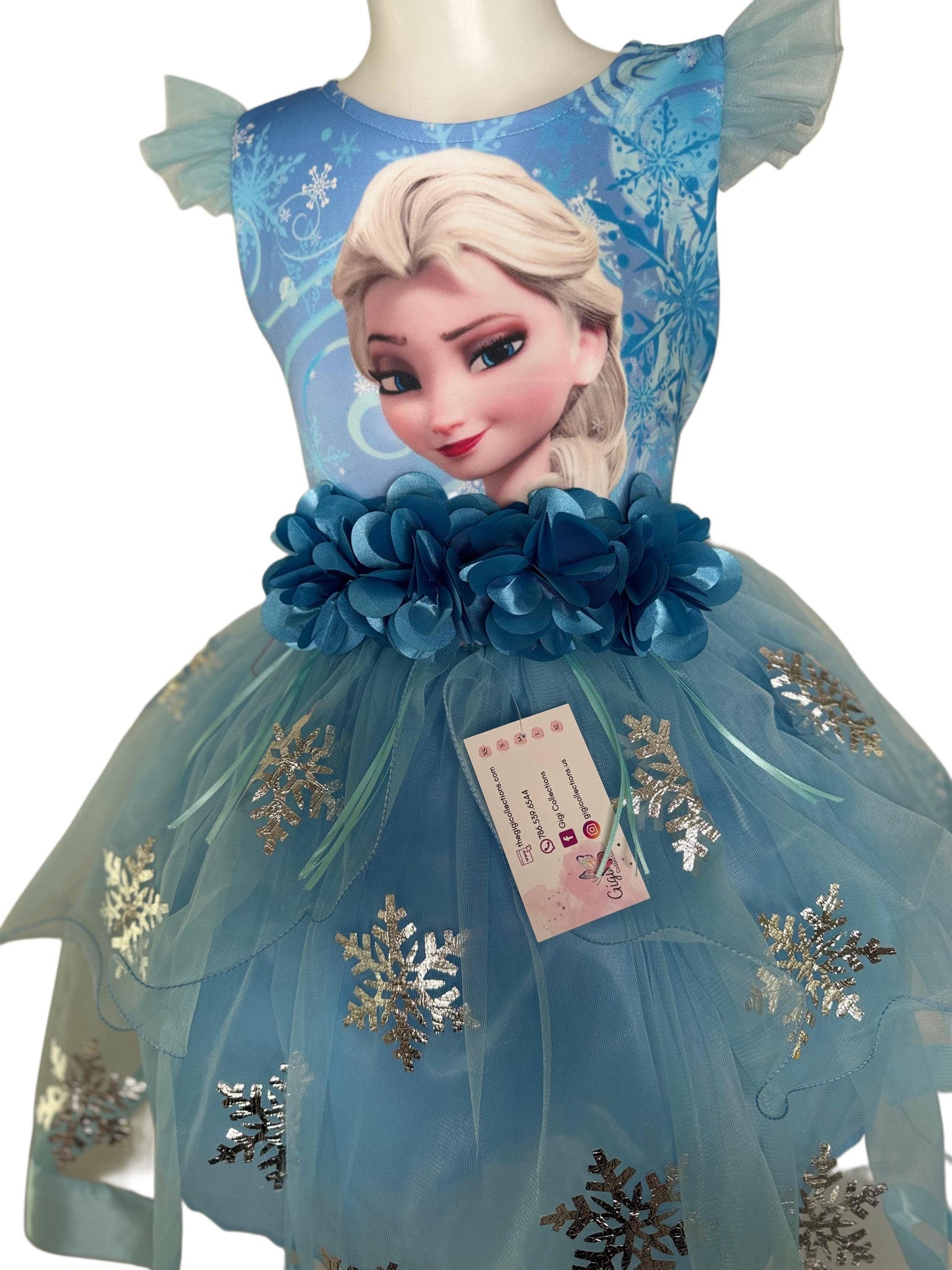 Elsa Frozen Birthday Dress: Princess Party Outfit with Crown