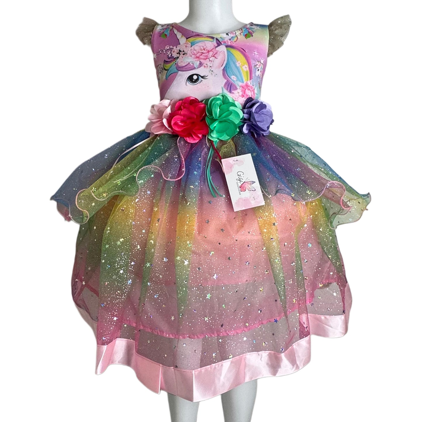 Magical Unicorn Rainbow Tutu Dress with Headband – Birthday Party Outfit