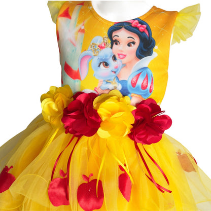 Snow White Inspired Birthday Dress – Handmade Yellow Tutu with Crown