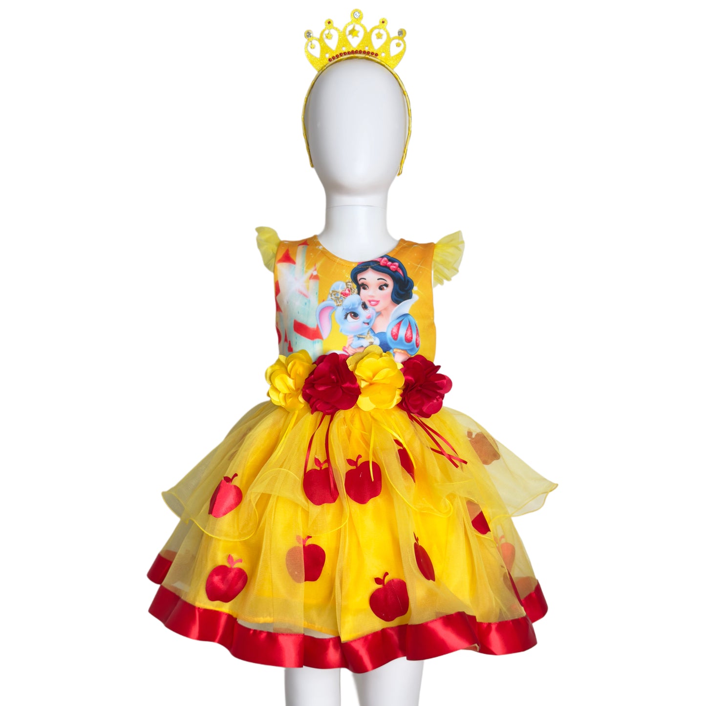Snow White Inspired Birthday Dress – Handmade Yellow Tutu with Crown