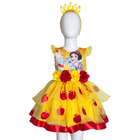 Snow White Inspired Birthday Dress – Handmade Yellow Tutu with Crown