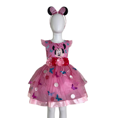 Pink Minnie tutu dress for girls | Birthday costume with ears headband and bow | Toddler princess party outfit
