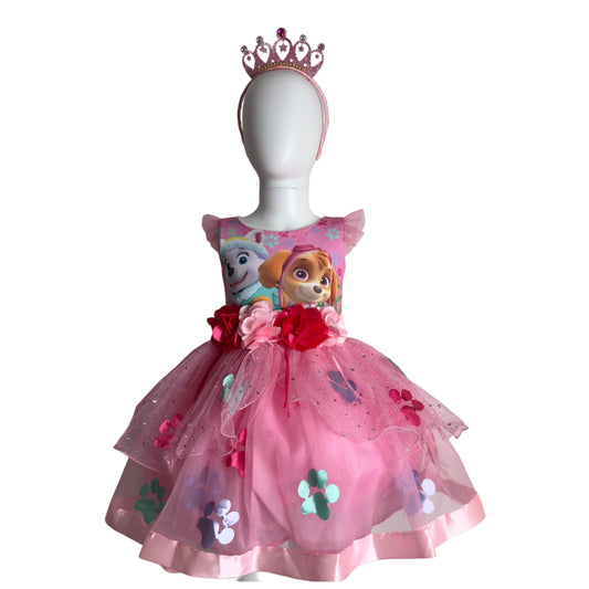 Paw Patrol Princess Tutu Dress – Skye & Everest Birthday Outfit – Handmade Party Dress for Girls